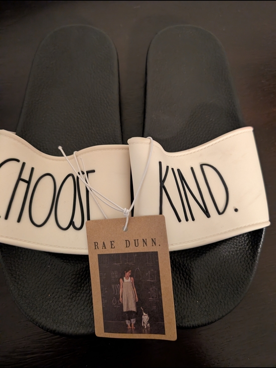 Rae Dunn Shoes - Rae Dunn 'Choose Kind' Black Slide Sandals